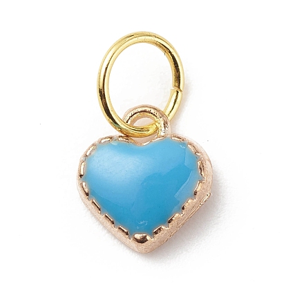 Alloy Enamel Charms, with Jump Rings, Golden, Heart Charms