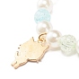 Круглый эластичный браслет из бисера карамельного цвета с эмалевой подвеской для ребенка