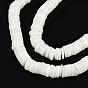 Natural Trochus Shell Beads Strands, Bleach, Heishi Beads, Flat Round/Disc