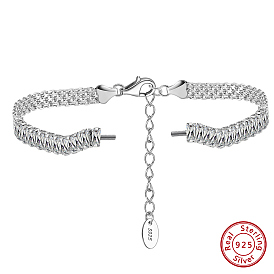 925 Sterling Silver Screwed Bracelets Making, with Clear Cubic Zirconia
