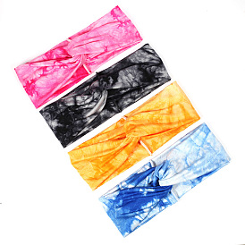 Bohemian Tie-Dye Wide Headband for Sports, Soft and Stretchy Sweat Absorbent Fashion Hair Band