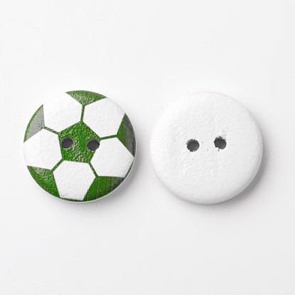 Спортивная тема, футбол / футбольный мяч 2 деревянные пуговицы, 20x4 мм, отверстие : 2 мм