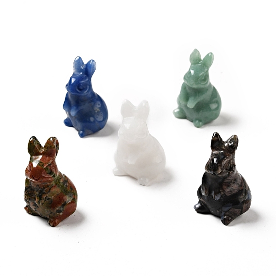 Natural Gemstone Sculpture Display Decorations, for Home Office Desk, Rabbit