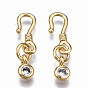 Brass Micro Pave Clear Cubic Zirconia Hook and S-Hook Clasps, Nickel Free