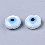 Natural White Shell Mother of Pearl Shell Beads, with Synthetic Turquoise, Evil Eye