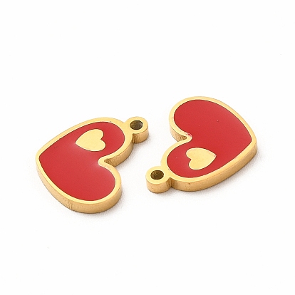 Ion Plating(IP) 304 Stainless Steel Enamel Charms, Heart