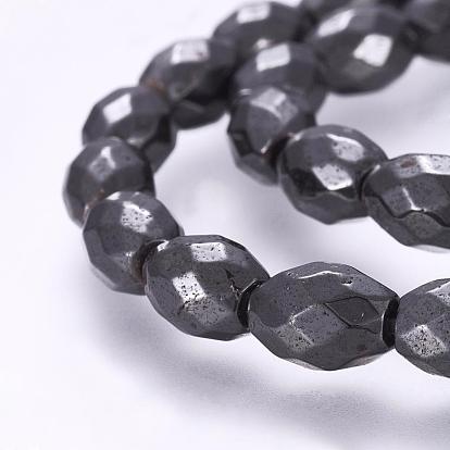 Magnetic Hematite Beads Strands, Faceted, Oval, Synthetic