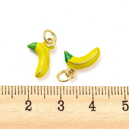 Charmes d'émail en laiton de placage de support de banane, avec anneau de saut, plaqué longue durée, sans cadmium et sans plomb, réel 18 k plaqué or