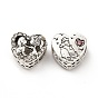 Rack Plating Alloy Rhinestone European Beads, Large Hole Beads, Heart with Dog & Word Thank You for Being with Me