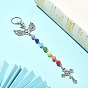 Cross/Heart/Aangel/Wing Alloy Pendant Keychains, with 7 Chakra Gemstone Beads for Women Bag Car Key Pendant Decoration