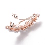 Alloy Hair Barrettes, with Imitation Pearl Beads, Strip with Flower