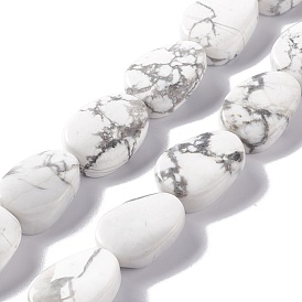 Chapelets de perles howlite naturelles , torsion ovale  