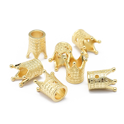 Rack Plating Brass Beads, Long-Lasting Plated, Crown