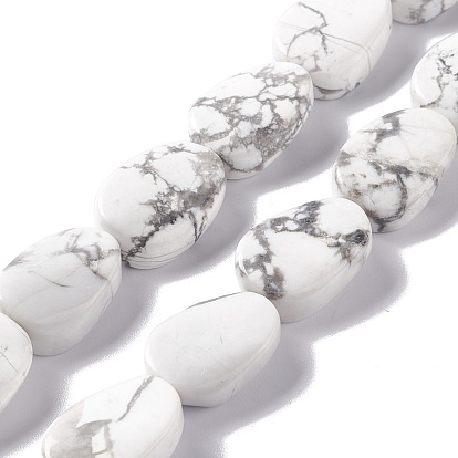 Natural Howlite Beads Strands, Twist Oval