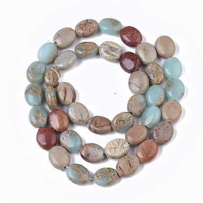 Natural Aqua Terra Jasper Beads Strands, Oval