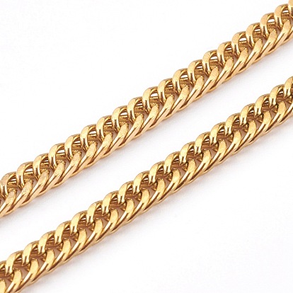 304 Stainless Steel Diamond Cut Cuban Link Chain Necklaces, with Lobster Claw Clasps