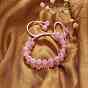 Bracelet en perles de verre tressées rondes bling, bracelet réglable double couche pour femme