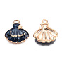 Alloy Enamel Pendants, Light Gold, Shell/Scallop with Star & Word Summer