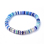 Handmade Polymer Clay Heishi Beads Stretch Bracelets, with Non-magnetic Synthetic Hematite Beads
