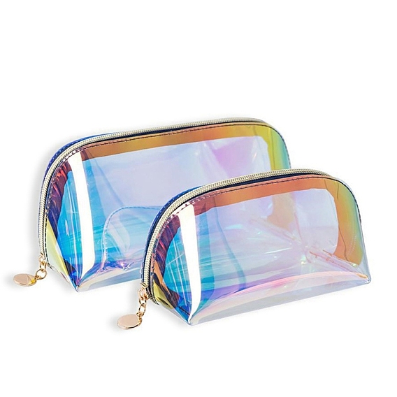 Laser Portable TPU Transparent Waterpoof Makeup Storage Bag, Multi-functional Wash Bag, with Pull Chain