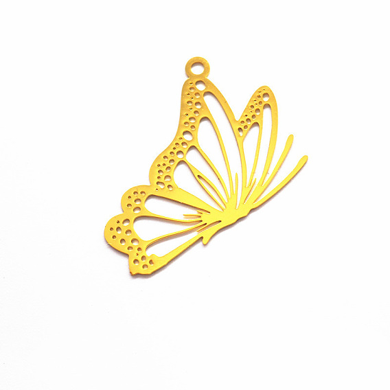 Brass Open Back Bezel Pendants, For DIY UV Resin, Epoxy Resin, Pressed Flower Jewelry, Butterfly
