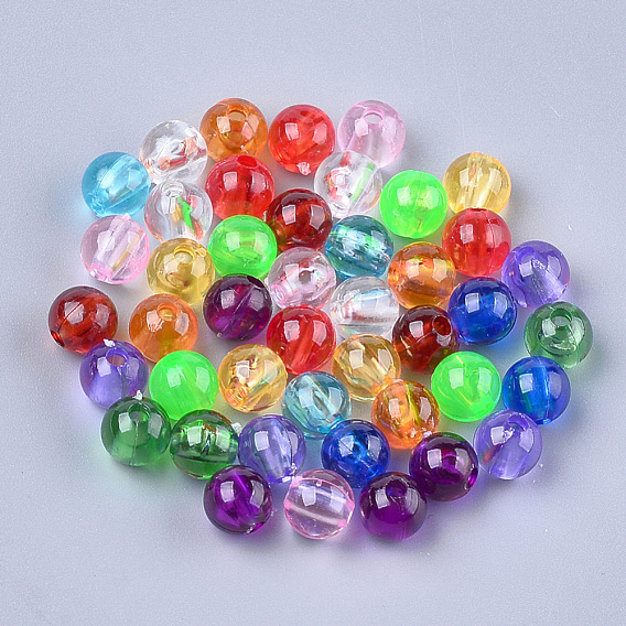Perles en plastique transparentes, ronde