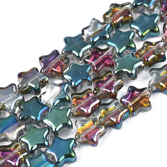 Perlas de vidrio electroplate hebra, medio chapado, estrella
