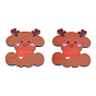 Printed Embossed Opaque Acrylic Cabochons, Christmas Reindeer/Stag