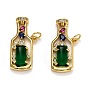 Brass Micro Pave Cubic Zirconia Pendants, Long-Lasting Plated, with Jump Ring, Bottle