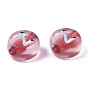 Transparent Acrylic Beads, Horizontal Hole, Flat Round with Silver Plated Letter