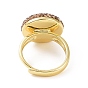 Регулируемое кольцо от сглаза из натуральной ракушки со стразами, золотое латунное широкое кольцо для женщин