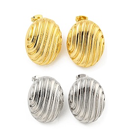 Rack Plating Brass Stud Earrings, Long-Lasting Plated, Lead Free & Cadmium Free, Oval