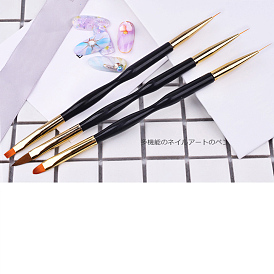Double liner nail art liner pinceau, peinture dessin ligne stylo, poignée en laiton