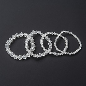 Perles de verre dépoli étirer bracelets, facette, polygone