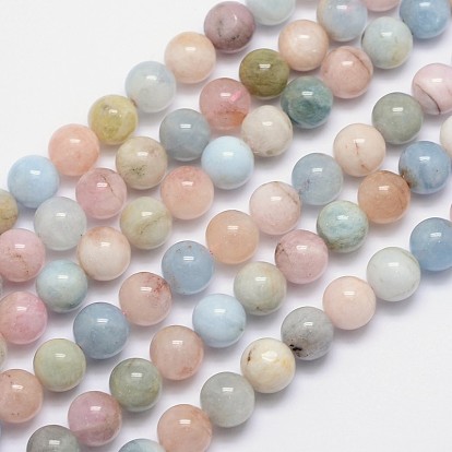 Morganite naturales hebras de perlas redondo