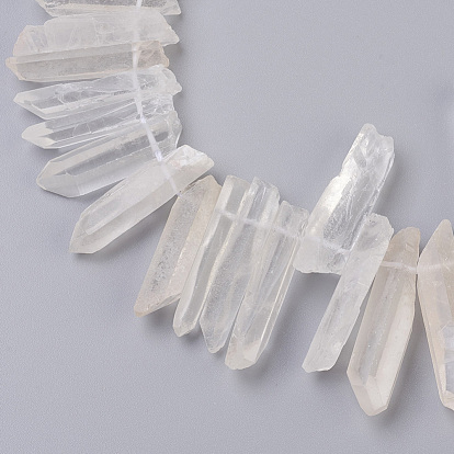 Perles de cristal de quartz naturel pointues, givré, balle, facette