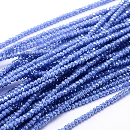 Faceted Rondelle Full Rainbow Plated Electroplate Glass Beads Strands