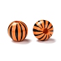 Natural Wood Beads, Macrame Beads Large Hole, Printed, Round with Stripe Pattern