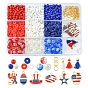DIY Independence Day Jewelry Making Finding Kit, Including Glass Seed & Polymer Clay Disc & Acrylic Round Beads, Star & Hat & Word USA Alloy Enamel & Tassel Pendants