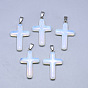 Gemstone Pendants, with Stainless Steel Snap On Bails, Cross, Stainless Steel Color