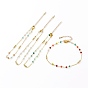 Bracelets de cheville en perles de verre à facettes, avec des perles en laiton et des fermoirs à pince de homard, ronde, réel 18 k plaqué or