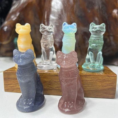 Figurines de chat égyptien sculptées en pierres précieuses, pour le bureau à domicile, ornement feng shui