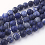 Natural Sodalite Bead Strands, Round, Grade A, Frosted