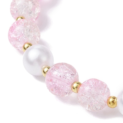 2 pcs 2 ensemble de bracelets extensibles en perles rondes en verre de couleur, avec breloques cœur et étoile de mer en alliage émaillé