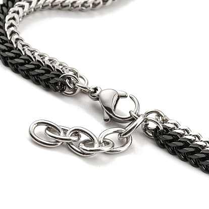 Dos tonos 304 cadenas de trigo de acero inoxidable pulseras de múltiples hilos de doble capa