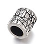 304 Stainless Steel European Beads, Large Hole Beads, Column with Craquelure Pattern