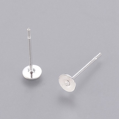 Stud Earring Findings, Lead Free and Cadmium Free and Nickel Free, Brass Head and Stainless Steel Pin, 4mm, 12mm