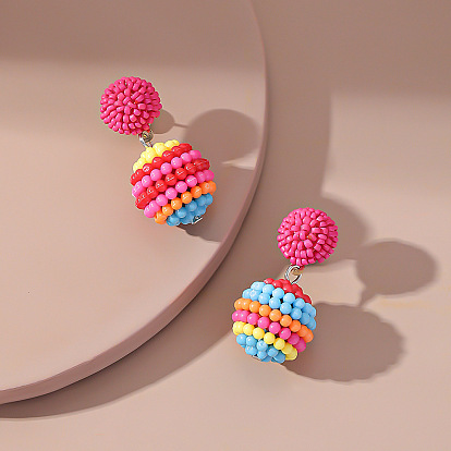 Серьги-гвоздики с круглыми шариками из смолы Waxberry, железные украшения для женщин