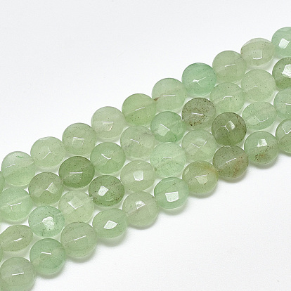 Naturelles aventurine verte brins de perles, facette, plat rond