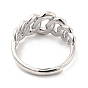 Rack Plating Brass Crown Adjustable Ring for Women, Cadmium Free & Lead Free